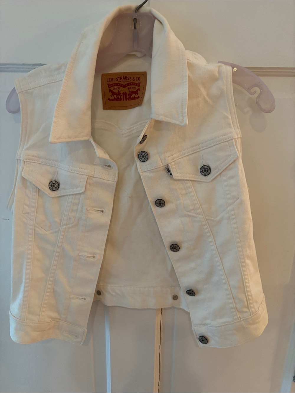 Levi's Off-White Denim Vest with Button Front